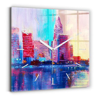Skleněné hodiny čtvercové Abstraktní mrakodrapy