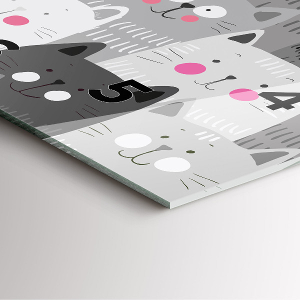 Skleněné hodiny čtvercové Vzor s kočkami