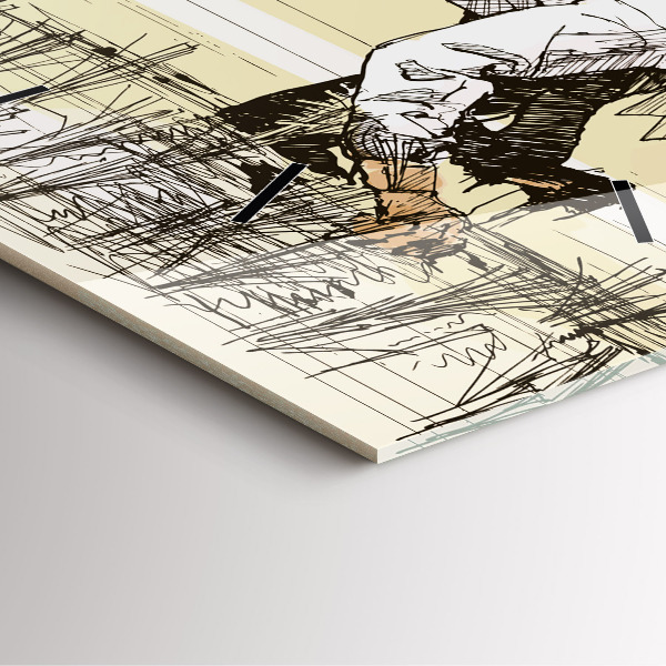 Skleněné hodiny čtvercové Žena sbírající rýži