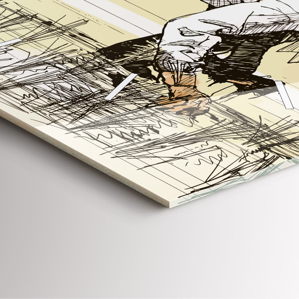 Skleněné hodiny čtvercové Žena sbírající rýži