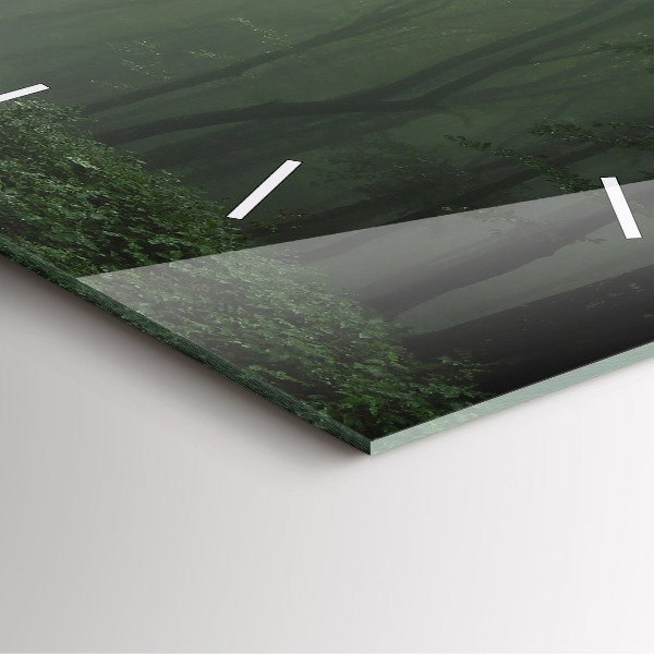 Skleněné hodiny čtvercové Mlžný les po ránu