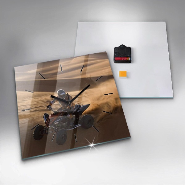 Skleněné hodiny čtvercové Čtyřkolka v poušti