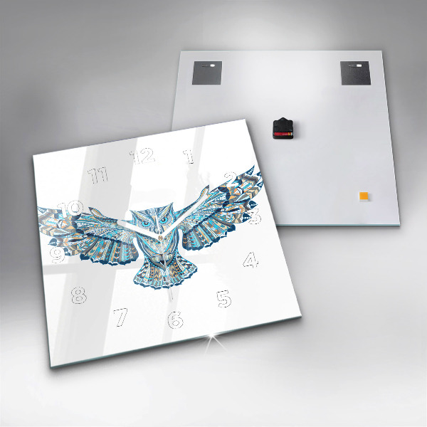 Čtvercové nástěnné hodiny Sova v letu