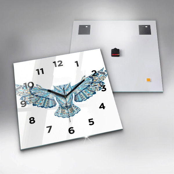 Čtvercové nástěnné hodiny Sova v letu