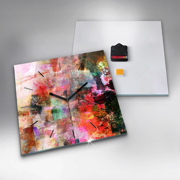 Skleněné hodiny čtvercové Abstraktní kompozice