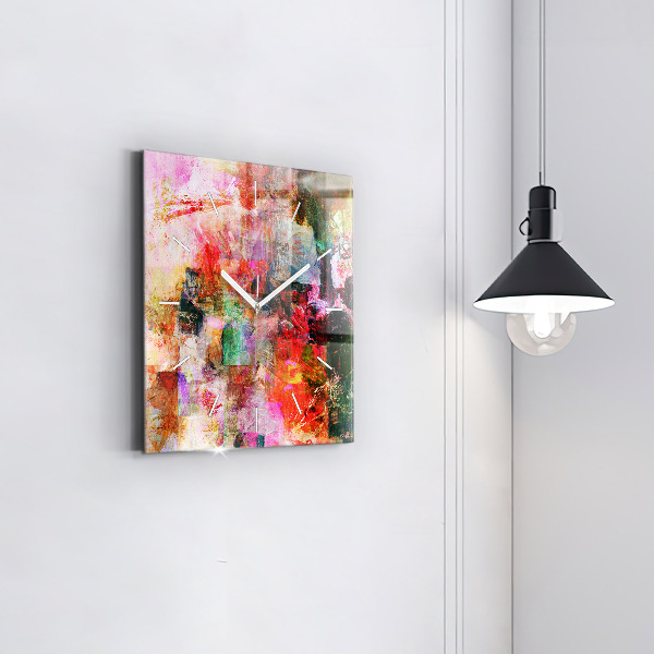 Skleněné hodiny čtvercové Abstraktní kompozice