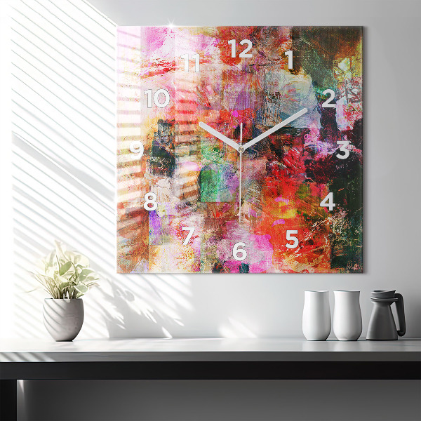 Skleněné hodiny čtvercové Abstraktní kompozice