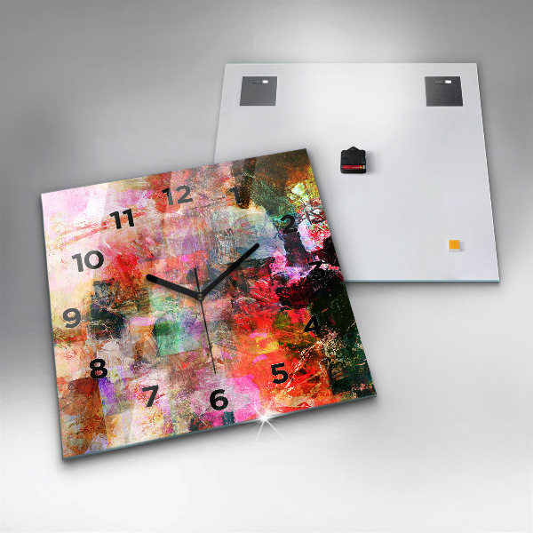 Skleněné hodiny čtvercové Abstraktní kompozice