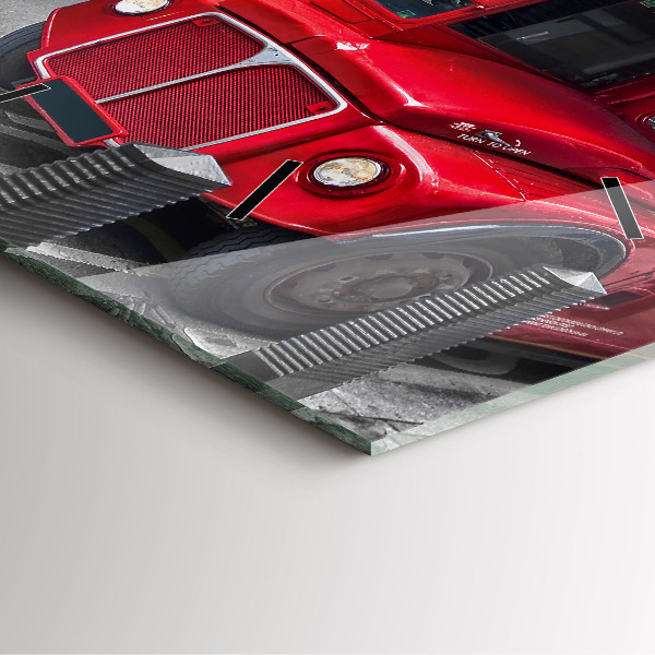 Skleněné hodiny čtvercové Červený dvoupatrový autobus