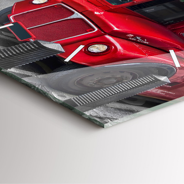 Skleněné hodiny čtvercové Červený dvoupatrový autobus