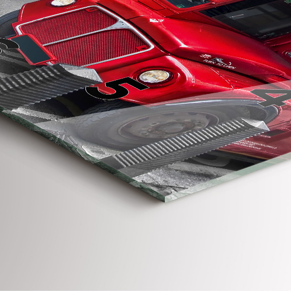 Skleněné hodiny čtvercové Červený dvoupatrový autobus