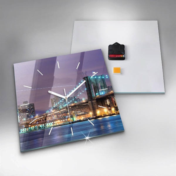 Skleněné hodiny čtvercové Brooklynský most a East River