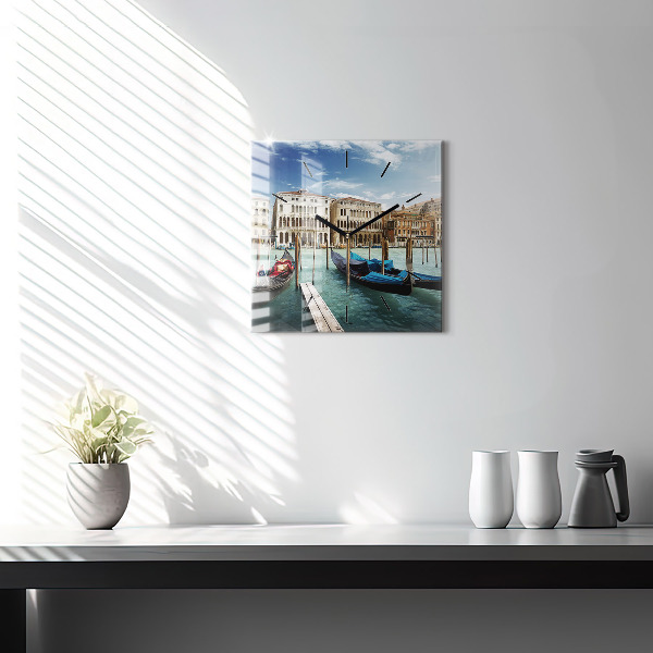 Skleněné hodiny čtvercové Gondoly Benátky Itálie