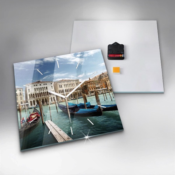 Skleněné hodiny čtvercové Gondoly Benátky Itálie