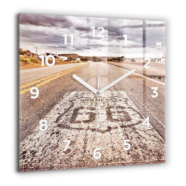 Skleněné hodiny čtvercové Silnice Route 66 USA
