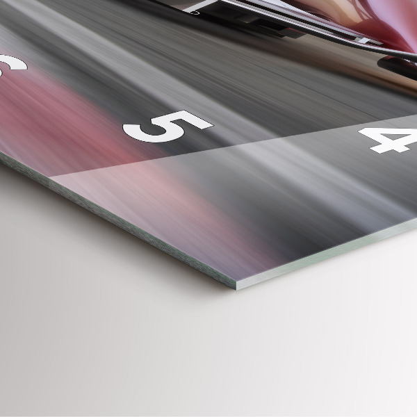 Skleněné hodiny čtvercové Sportovní závodní vůz