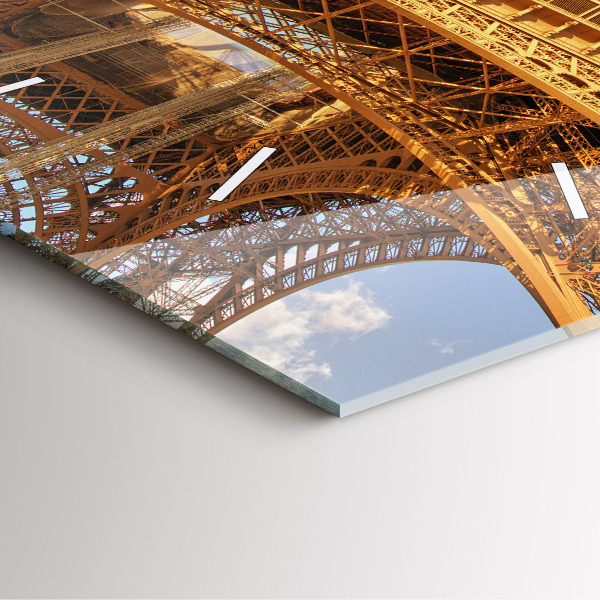 Skleněné hodiny čtvercové Eiffelova věž na pozadí mraků