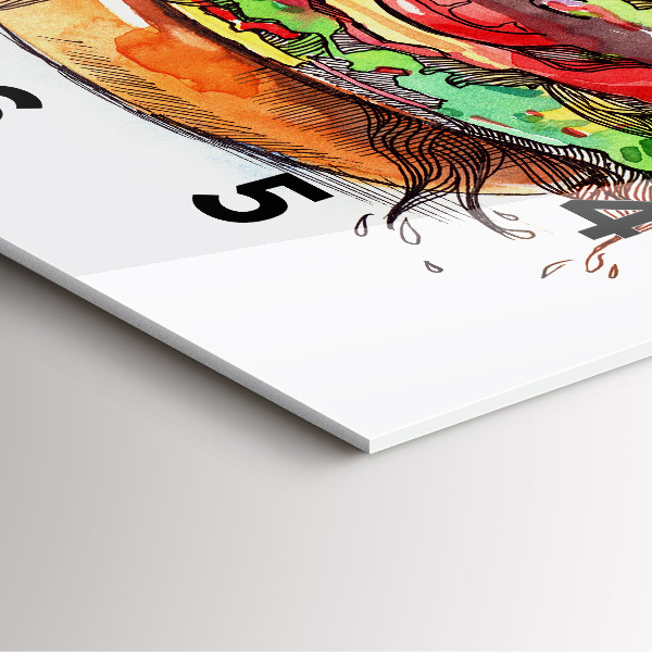 Skleněné hodiny čtvercové XXL sýrový hamburger