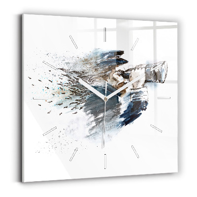 Skleněné hodiny čtvercové Kapitán s dalekohledem