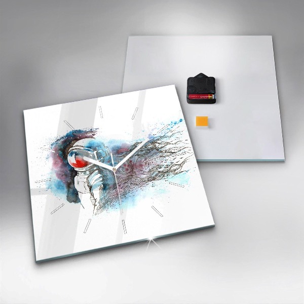 Skleněné hodiny čtvercové Abstraktní astronaut