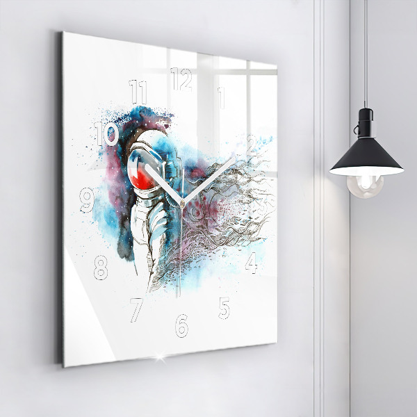Skleněné hodiny čtvercové Abstraktní astronaut
