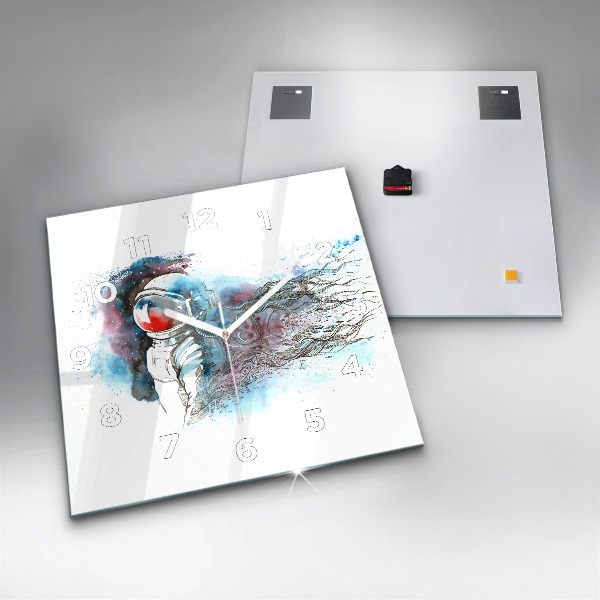 Skleněné hodiny čtvercové Abstraktní astronaut