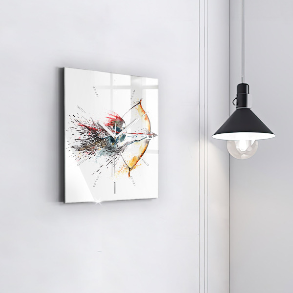 Skleněné hodiny čtvercové Bojovník na lovu