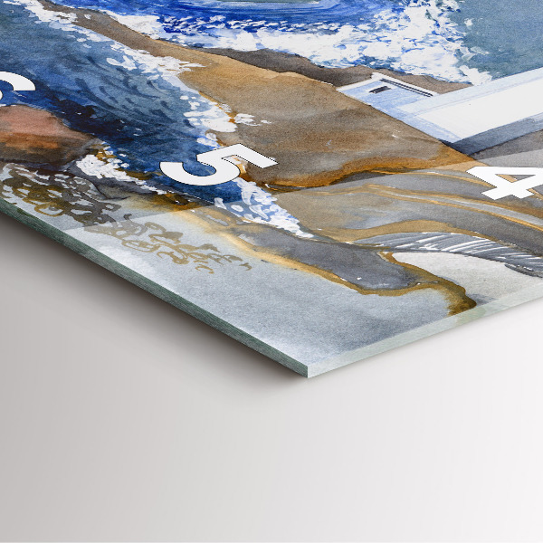 Skleněné hodiny čtvercové Moře a maják