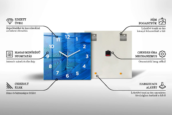 Skleněné hodiny čtvercové Moře a maják