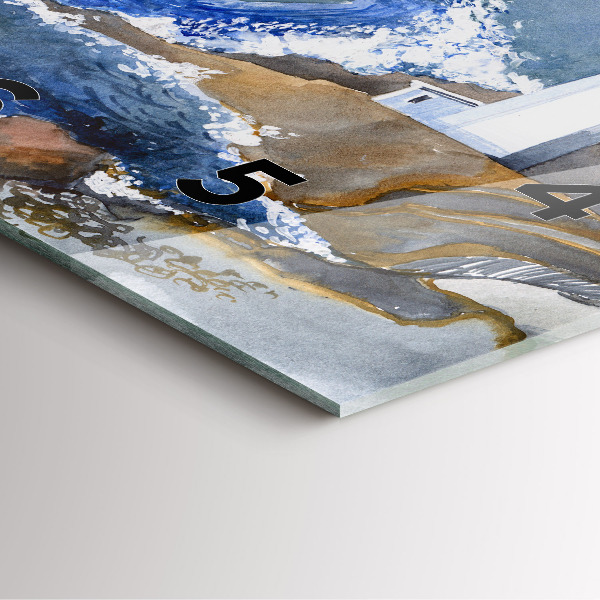 Skleněné hodiny čtvercové Moře a maják