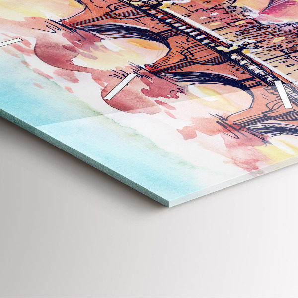 Skleněné hodiny čtvercové Malovaná krajina Paříže