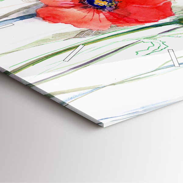 Skleněné hodiny čtvercové Malované červené máky