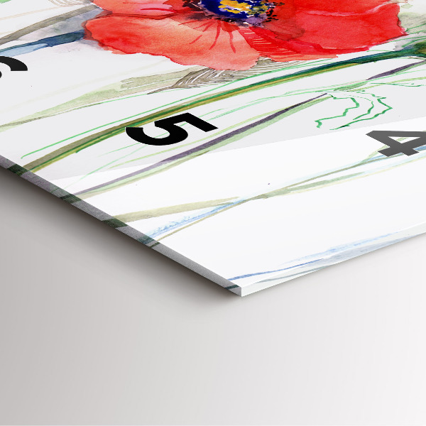 Skleněné hodiny čtvercové Malované červené máky