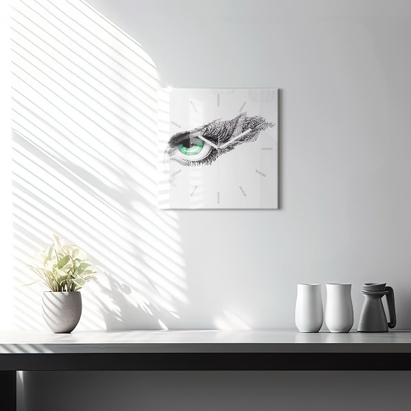 Skleněné hodiny čtvercové Abstraktní lidské oko