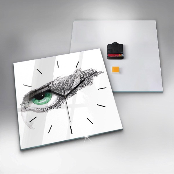 Skleněné hodiny čtvercové Abstraktní lidské oko