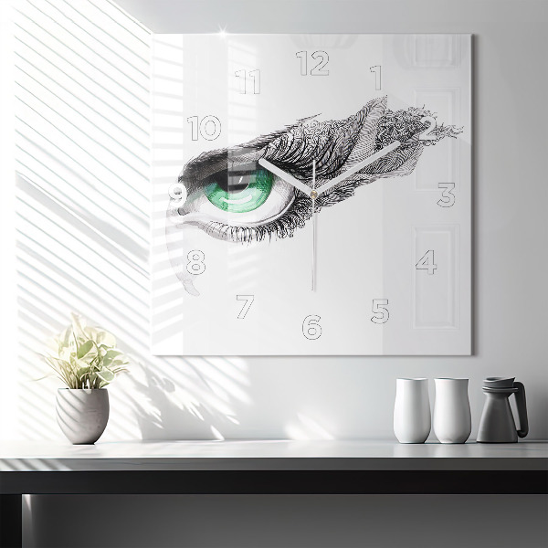 Skleněné hodiny čtvercové Abstraktní lidské oko