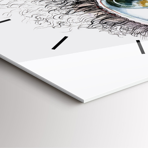 Skleněné hodiny čtvercové Kresba lidského oka