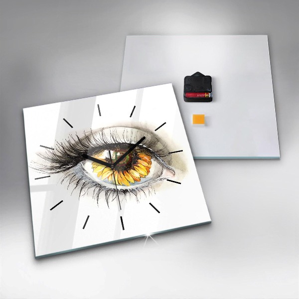 Skleněné hodiny čtvercové Slunečnice v oku