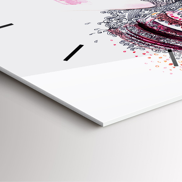 Skleněné hodiny čtvercové Sladká žena s dortem