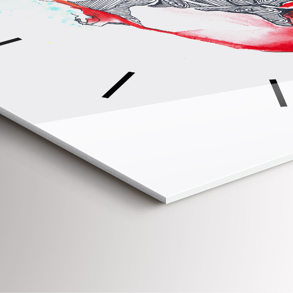 Skleněné hodiny čtvercové Barevný papoušek v letu