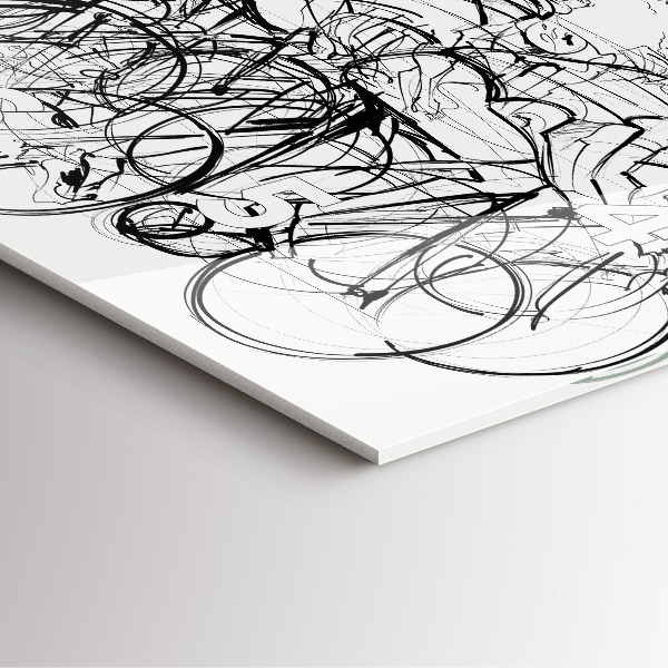 Skleněné hodiny čtvercové Kresba cyklistického závodu