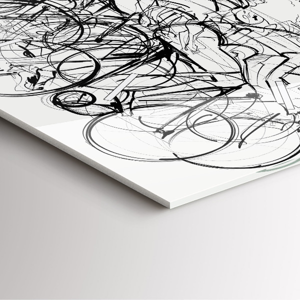 Skleněné hodiny čtvercové Kresba cyklistického závodu