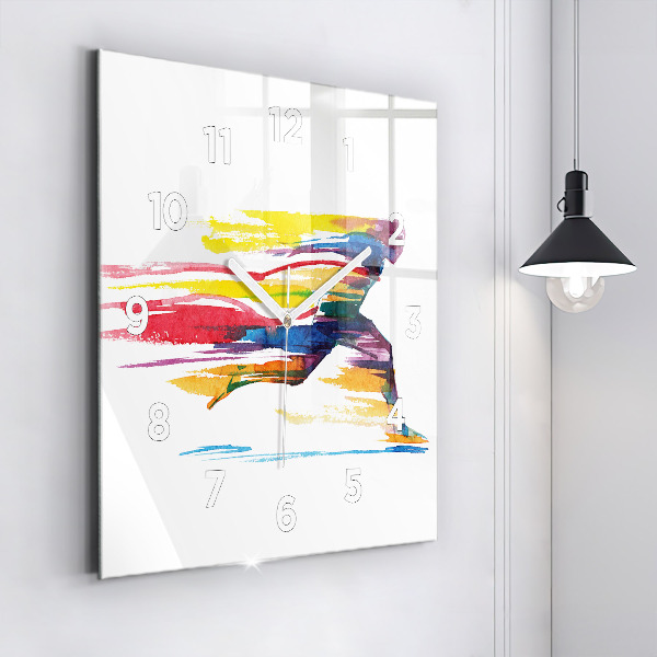 Skleněné hodiny čtvercové Ilustrace běžce