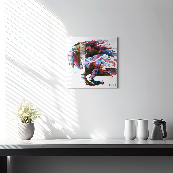 Skleněné hodiny čtvercové Kůň v běhu