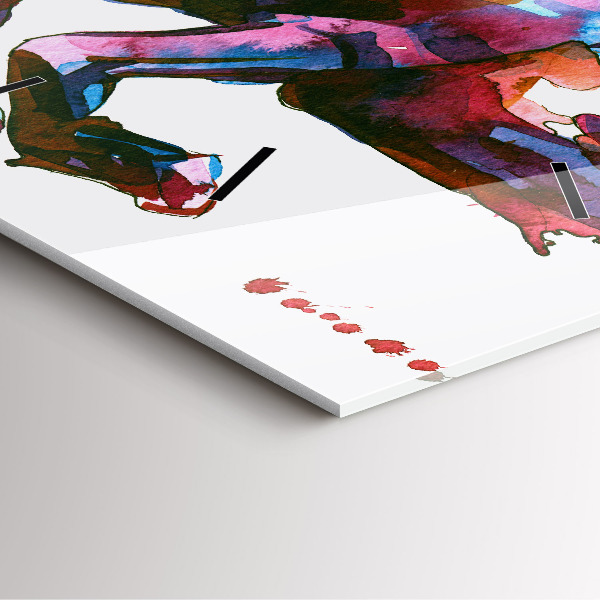 Skleněné hodiny čtvercové Kůň v běhu