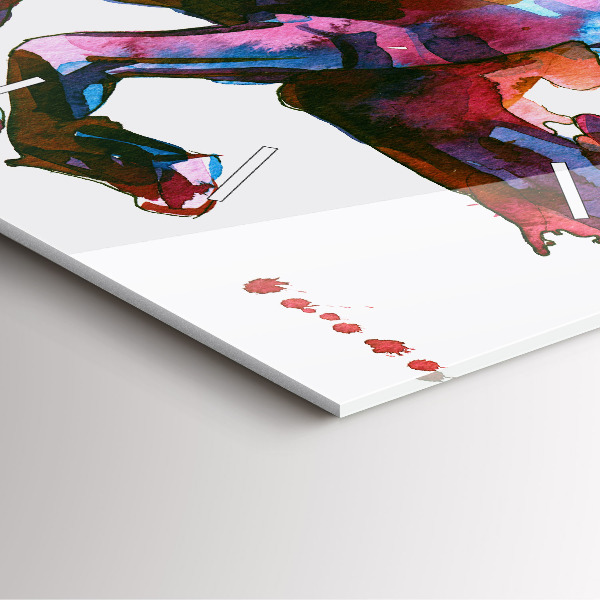 Skleněné hodiny čtvercové Kůň v běhu