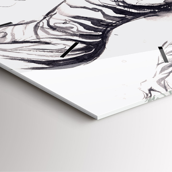 Skleněné hodiny čtvercové Žena a zebry