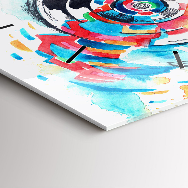 Skleněné hodiny čtvercové Žena fotografka