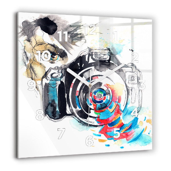 Skleněné hodiny čtvercové Žena fotografka