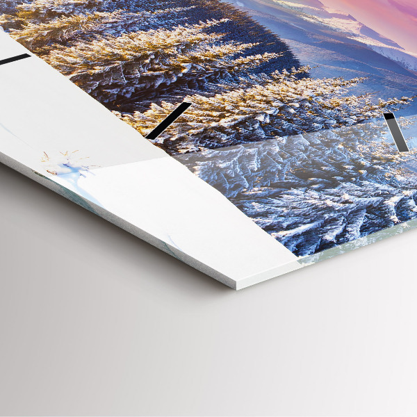 Skleněné hodiny čtvercové Zimní horská krajina